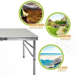 AKTIVE - Table Pliante Avec 2 Tabourets Et Poignée De Transpor, Gris 9 AKTIVE - Table Pliante Avec 2 Tabourets Et Poignée De Transpor, Gris -Magasin De Matériel De Camping aktive table pliante avec 2 tabourets et poignee de transpor gris 3