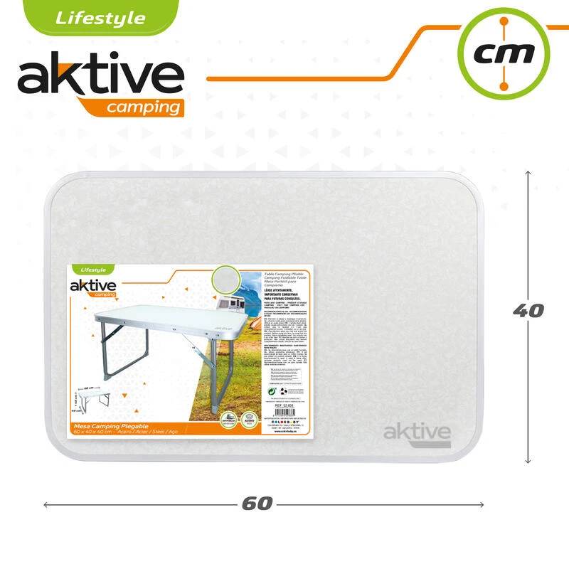 AKTIVE - Table Pliante . Table Basse Blanche En Aluminium - 40x60x40 Cm 6 AKTIVE - Table Pliante . Table Basse Blanche En Aluminium - 40x60x40 Cm – Image 5