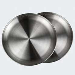Assiette Plate De Camping | Diamètre Env. 23 Cm | Acier Inox | 2 Assiettes -Magasin De Matériel De Camping assiette plate de camping diametre env 23 cm acier inox 2 assiettes 3