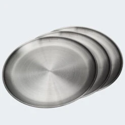 Assiette Plate De Camping | Diamètre Env. 23 Cm | Acier Inox | 3 Assiettes -Magasin De Matériel De Camping assiette plate de camping diametre env 23 cm acier inox 3 assiettes 4