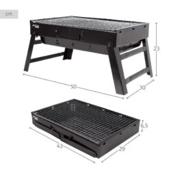 Barbecue Portable Rectangulaire Pliable Noir 50x30x23 Cm Aktive -Magasin De Matériel De Camping barbecue portable rectangulaire pliable noir 50x30x23 cm aktive 3