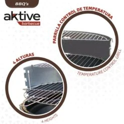 Barbecue Portable Rond 4 Hauteurs Aktive -Magasin De Matériel De Camping barbecue portable rond 4 hauteurs aktive 2
