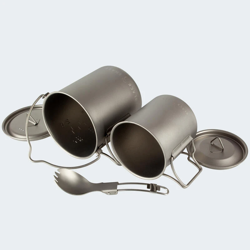 Batterie De Cuisine De Camping Set | Casseroles + Fourchette/Cuillère | Titane 4 Batterie De Cuisine De Camping Set | Casseroles + Fourchette/Cuillère | Titane – Image 2