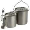 Batterie De Cuisine De Camping Set | Casseroles + Fourchette/Cuillère | Titane -Magasin De Matériel De Camping batterie de cuisine de camping set casseroles fourchettecuillere titane