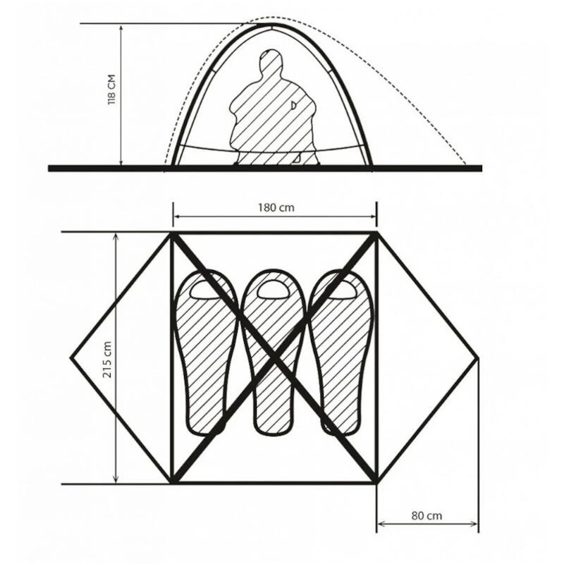 Borzhava 3 Alu - Tente Légère - 3 Personnes - Jaune 7 Borzhava 3 Alu - Tente Légère - 3 Personnes - Jaune – Image 5