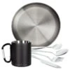 Camping Tasse Isotherme Mousqueton, Assiette Plate Et Couverts Set | Acier Inox -Magasin De Matériel De Camping camping tasse isotherme mousqueton assiette plate et couverts set acier inox