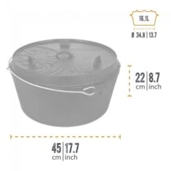 Petromax Dutch Oven FT18-18QT - Sans Pieds -Magasin De Matériel De Camping petromax dutch oven ft18 18qt sans pieds 2