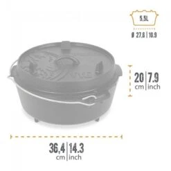 Petromax Dutch Oven FT6-6QT (avec Pieds) Et Levier De Couvercle -Magasin De Matériel De Camping petromax dutch oven ft6 6qt avec pieds et levier de couvercle 2