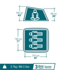 Quechua Tente De Camping - 2 SECONDS - 3 Places -Magasin De Matériel De Camping tente de camping 2 seconds 3 places 1