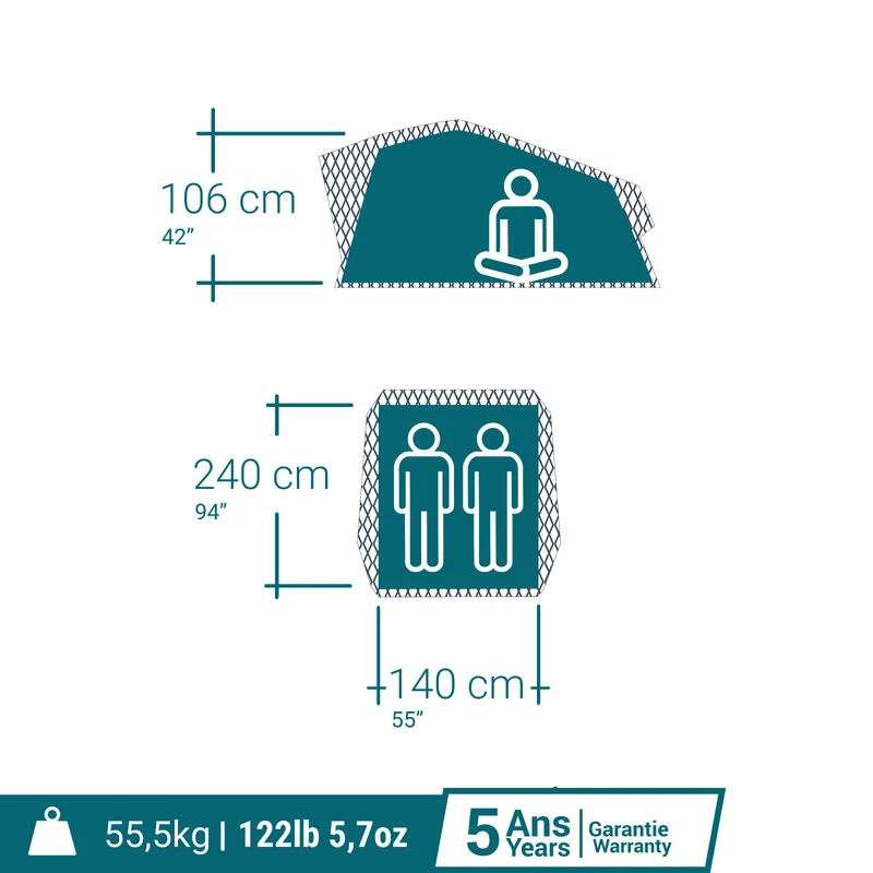 Quechua TENTE DE TOIT MH500 FRESH & BLACK 2P 6 Quechua TENTE DE TOIT MH500 FRESH & BLACK 2P – Image 4