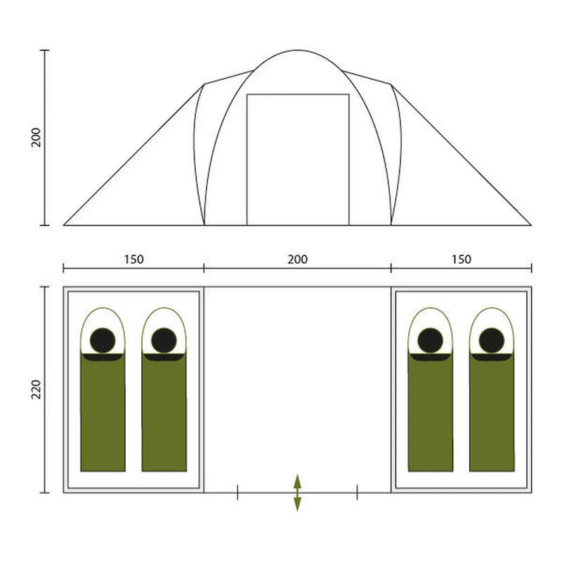 Tente Dôme Hammerfest 4 Sleeper Protect - Sol Cousu - 4 Pers - 2 Cabines Noires 8 Tente Dôme Hammerfest 4 Sleeper Protect - Sol Cousu - 4 Pers - 2 Cabines Noires – Image 7