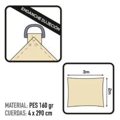 Voile D'ombrage Rectangulaire Aktive Garden Couleur Crème 8 Voile D'ombrage Rectangulaire Aktive Garden Couleur Crème -Magasin De Matériel De Camping voile dombrage rectangulaire aktive garden couleur creme 2